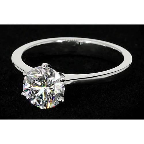 Anello Solitario Con Genuino Diamante Rotondo Da 1.50 Carati. Oro Bianco 14K