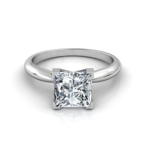 Anello Solitario Con Genuino Diamante Scintillante Taglio Principessa 2.90 Carati