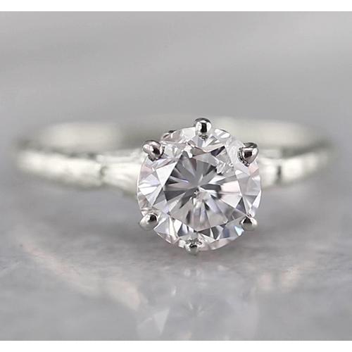 Anello Solitario Con Naturale Diamante Da 1 Carato Con Montatura A Griffe In Oro Bianco