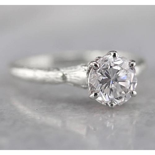 Anello Solitario Con Naturale Diamante Da 1 Carato Con Montatura A Griffe In Oro Bianco
