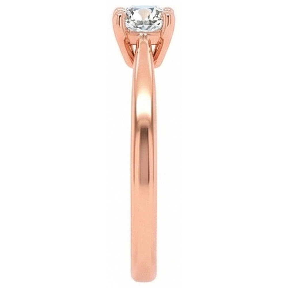Anello Solitario Con Naturale Diamante Naturale Autentico ( non creato in laboratorio ) Taglio Antico Rotondo, Gambo Affusolato, 0,75 Carati