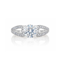 Anello Solitario Con Naturale Diamante Taglio Brillante Scintillante Con Accenti 2.80 Carati