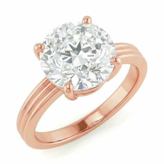 Anello Solitario Con Vero Diamante Naturale Autentico ( non creato in laboratorio ) Tagliato Vecchia Miniera 5 Carati Gioielli In Oro Rosa