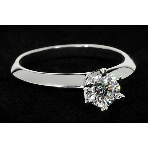 Anello Solitario Con Vero Diamante Rotondo Promessa Oro Bianco 1 Carato 14K