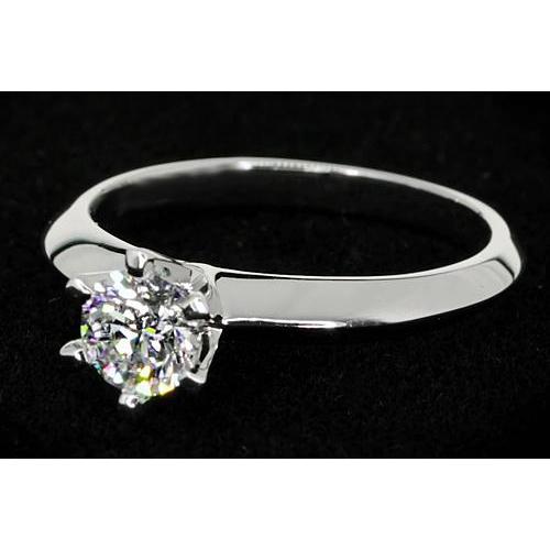 Anello Solitario Con Vero Diamante Rotondo Promessa Oro Bianco 1 Carato 14K