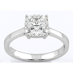 Anello Solitario Con Vero Diamante Taglio Cuscino Da 3 Ct In Oro Bianco 14K Nuovo