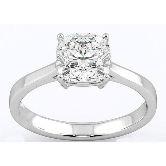 Anello Solitario Con Vero Diamante Taglio Cuscino Da 3 Ct In Oro Bianco 14K Nuovo