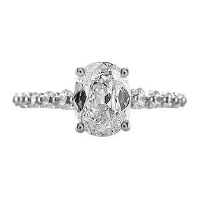 Anello Solitario Con Vero Diamanti Ovale Vecchio Minatore Con Gioielli Accenti 3 Carati