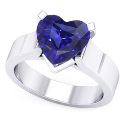 Anello Solitario Cuore Ceylon Blue Sapphire 3 Carati Gioielli da Donna