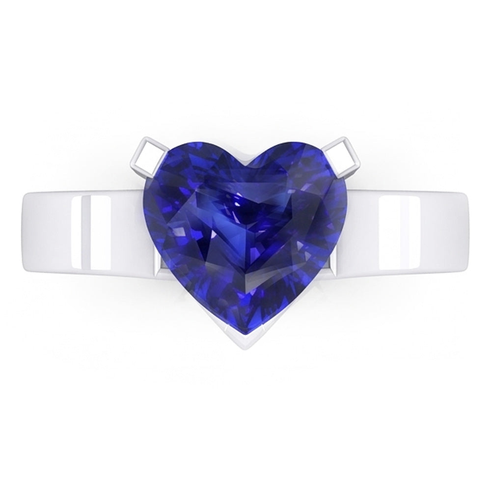 Anello Solitario Cuore Ceylon Blue Sapphire 3 Carati Gioielli da Donna