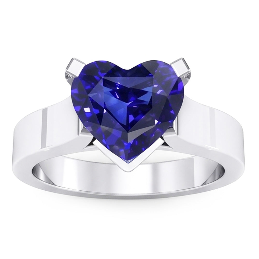 Anello Solitario Cuore Ceylon Blue Sapphire 3 Carati Gioielli da Donna