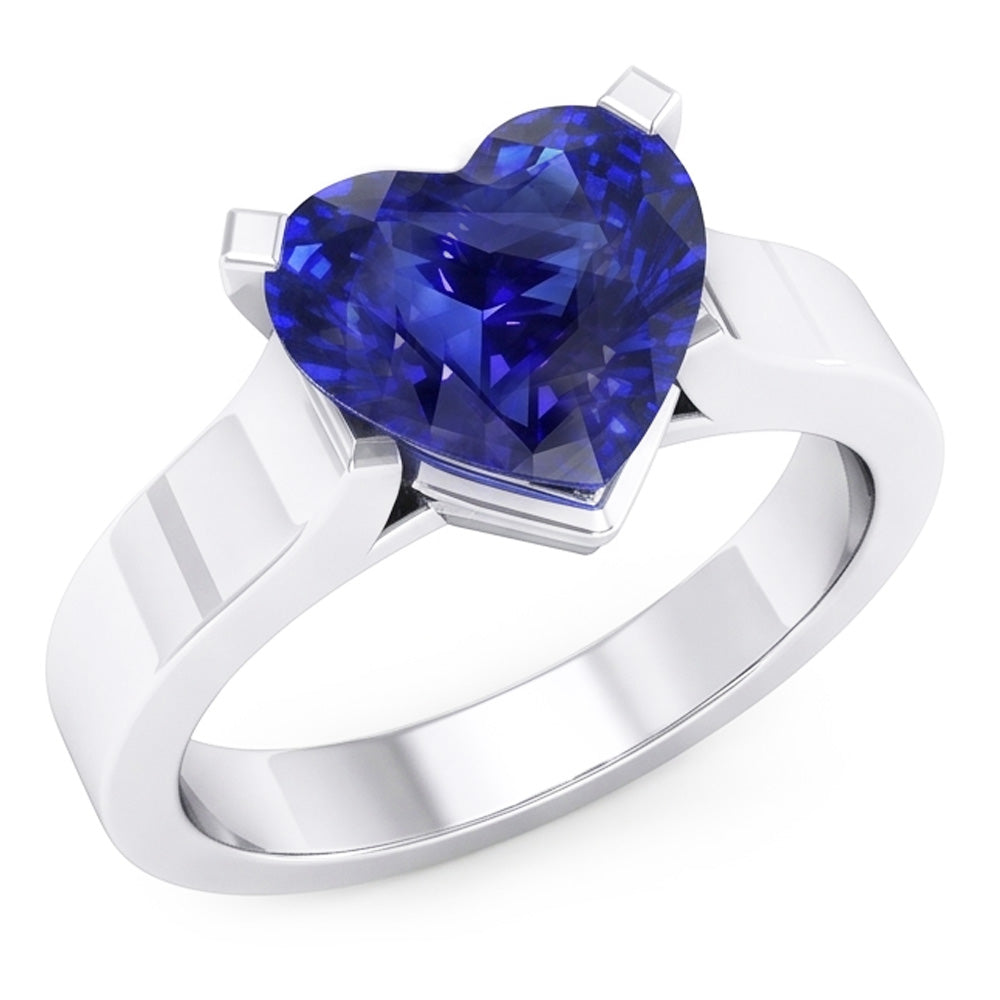 Anello Solitario Cuore Ceylon Blue Sapphire 3 Carati Gioielli da Donna