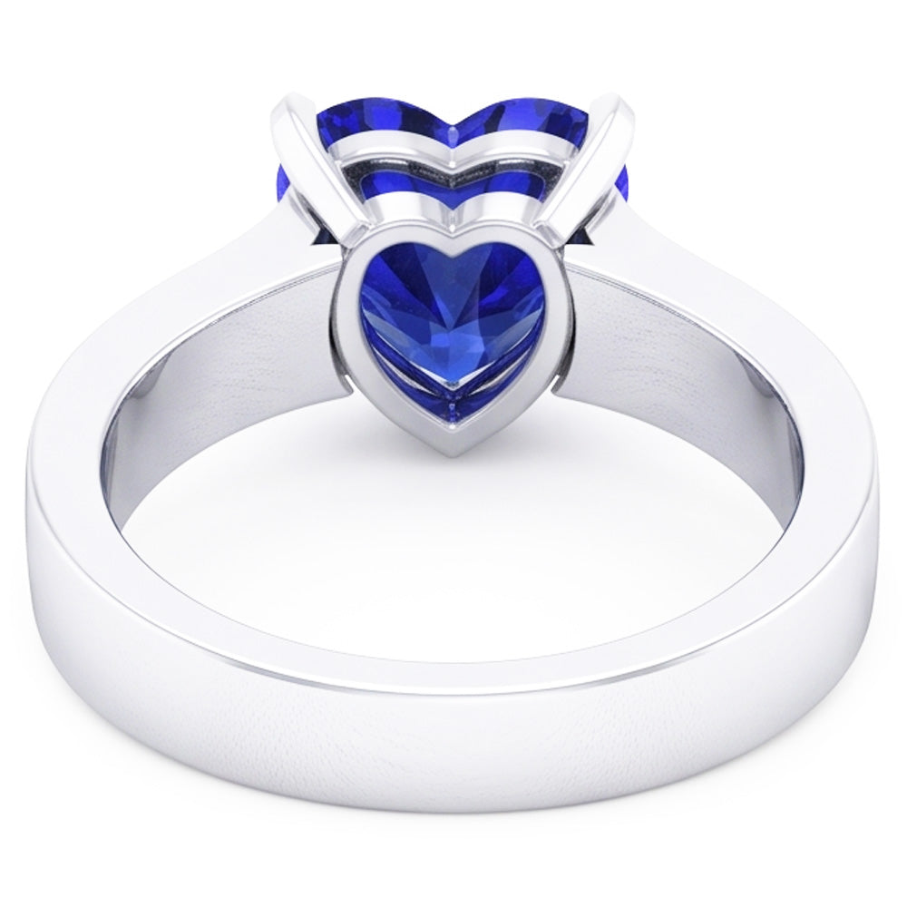Anello Solitario Cuore Ceylon Blue Sapphire 3 Carati Gioielli da Donna