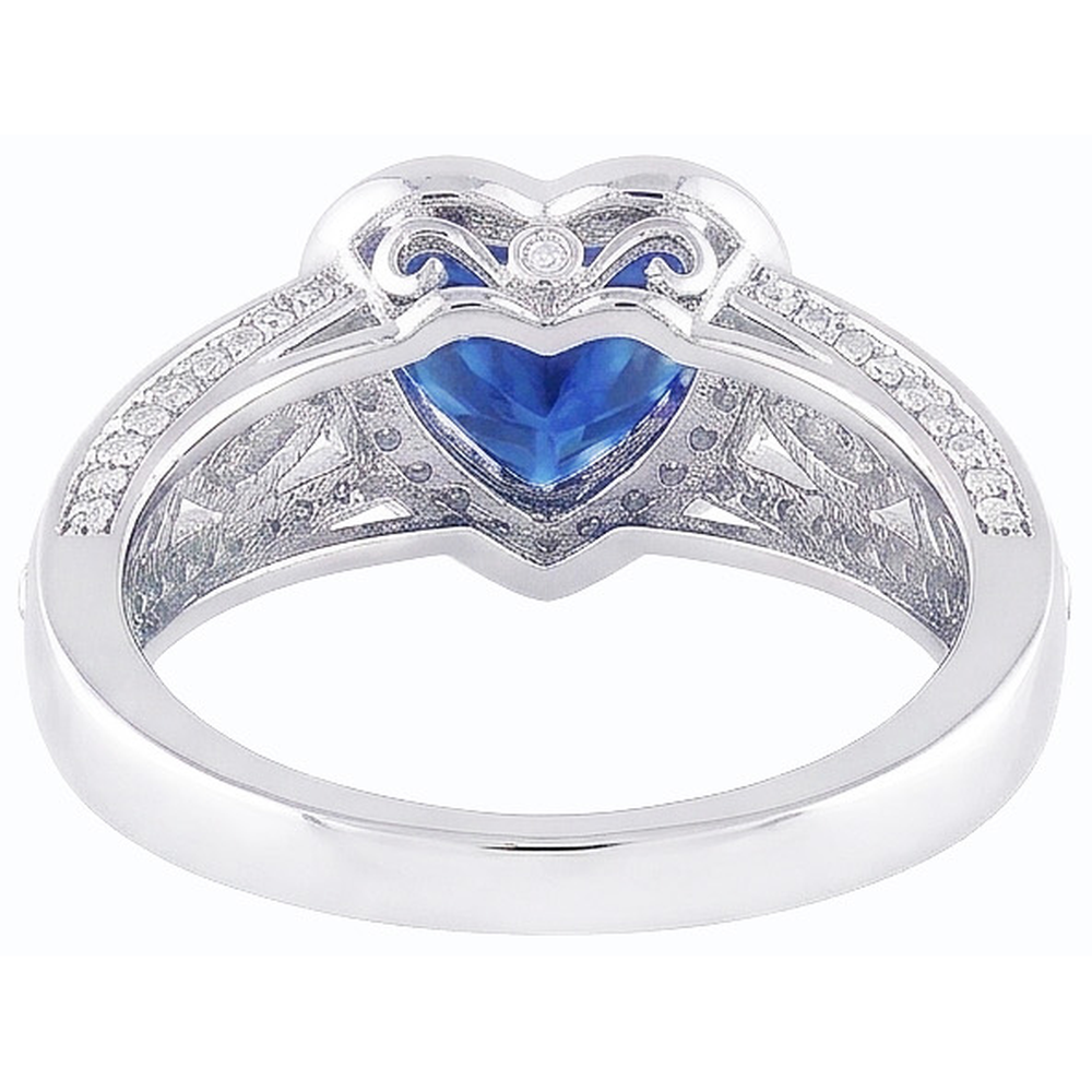 Anello Solitario Cuore Zaffiro Blu Profondo Stile Vintage 2 Carati