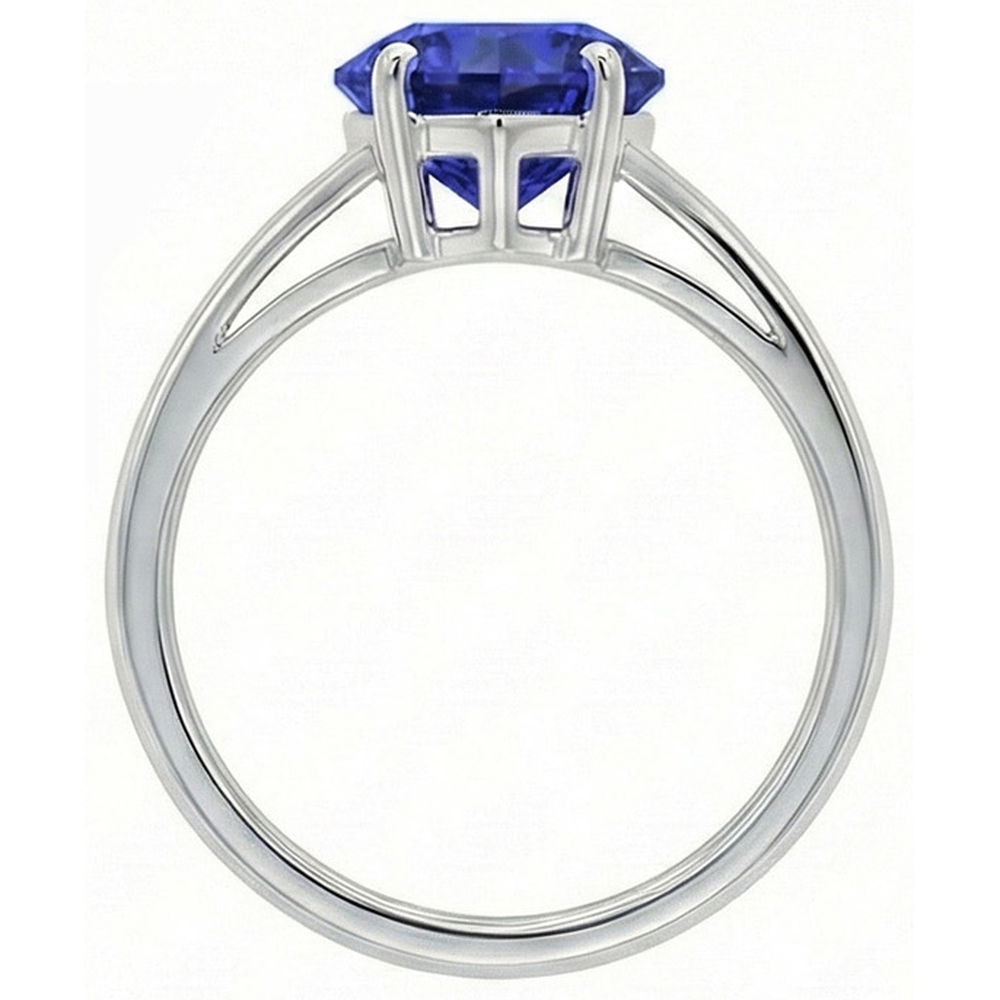 Anello Solitario Cuore Zaffiro di Ceylon 2 Carati Oro 14K con Gambo Spaccato