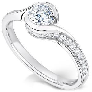 Anello Solitario Da 2.75 Ct Con Genuino Diamanti In Rilievo. Oro Bianco 14K
