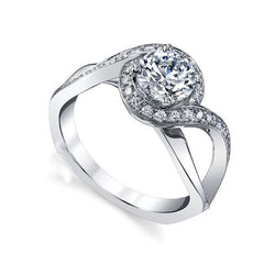 Anello Solitario Da Donna Con Naturale Diamanti Taglio Rotondo Da 2.50 Ct Con Accenti