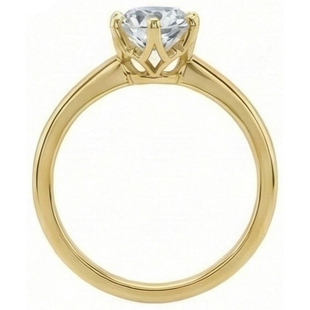 Anello Solitario Da Donna Rotondo Vecchio Minatore Genuino Diamante Naturale Autentico ( non creato in laboratorio ) 1.50 Carati Oro Giallo