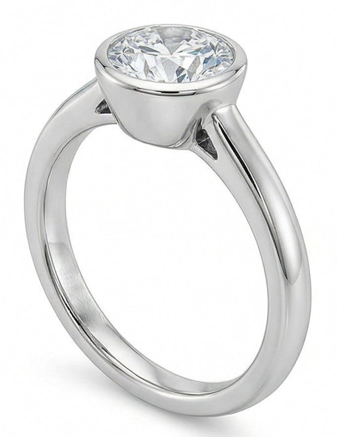 Anello Solitario Da Matrimonio Con Genuino Diamante Da 1.20 Ct Con Castone Rotondo In Oro Bianco 14K
