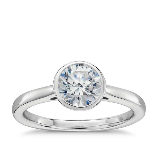 Anello Solitario Da Matrimonio Con Genuino Diamante Da 1.20 Ct Con Castone Rotondo In Oro Bianco 14K