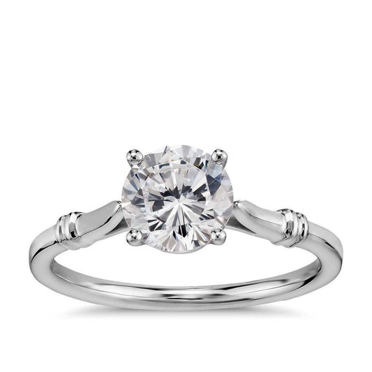 Anello Solitario Di Fidanzamento Con Naturale Diamante Scintillante Taglio Rotondo Da 3 Ct In Oro Bianco