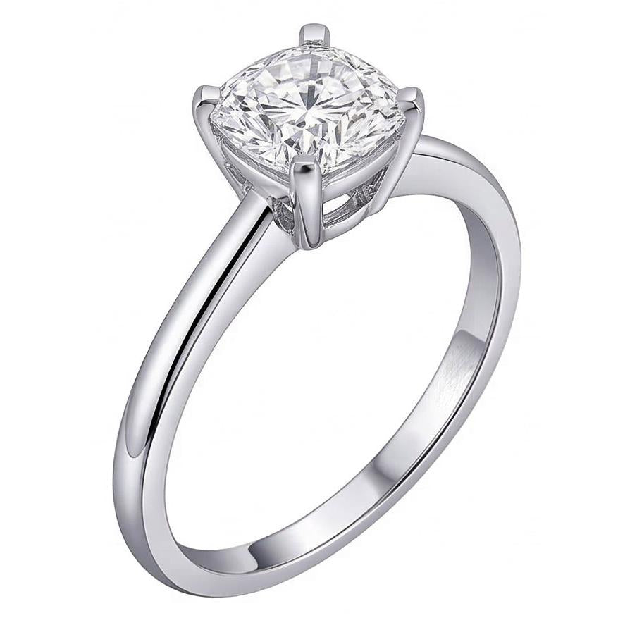 Anello Solitario Diamante Naturale Autentico ( non creato in laboratorio ) Cuscino