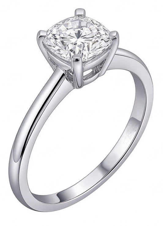 Anello Solitario Diamante Naturale Autentico ( non creato in laboratorio ) Cuscino