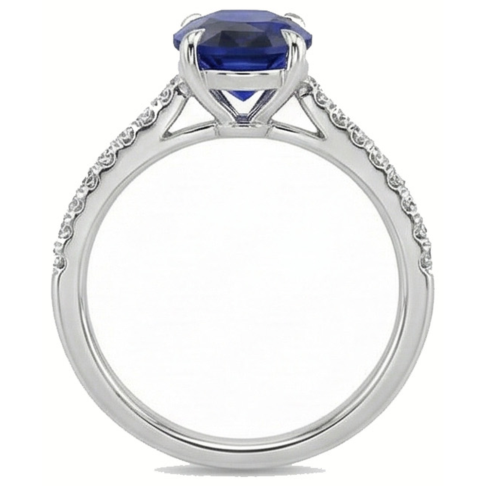 vero round diamante 3.50carati anello con accenti diamanti