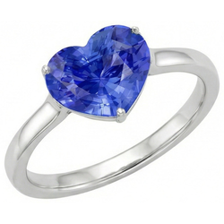 Anello Solitario Donna Cuore Zaffiro Azzurro 14K Oro 2 Carati