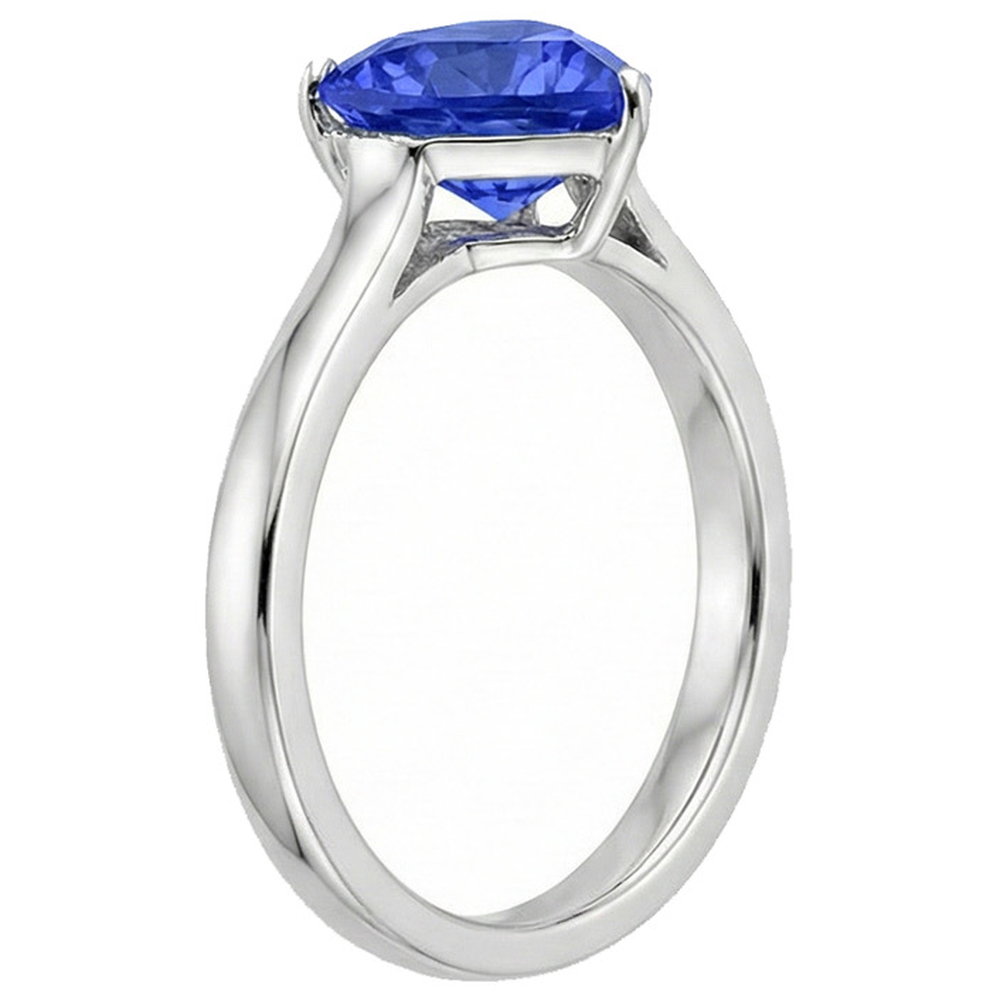 Anello Solitario Donna Cuore Zaffiro Azzurro 14K Oro 2 Carati
