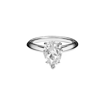 Anello Solitario Donna Pera Old Mine Cut Vero Diamond 2 Carati