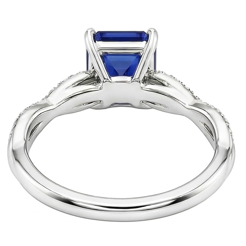 Anello Solitario Emerald Sapphire Con Accenti Gambo Ritorto 2,50 Carati