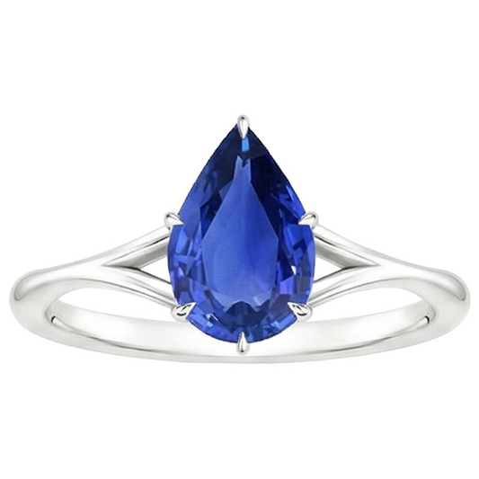 vero pear diamante 2.50carati anello vista di profilo