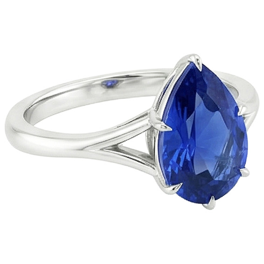vero pear diamante 2.50carati anello su bianco