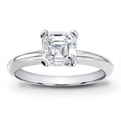 Anello Solitario Genuino Diamante Asscher