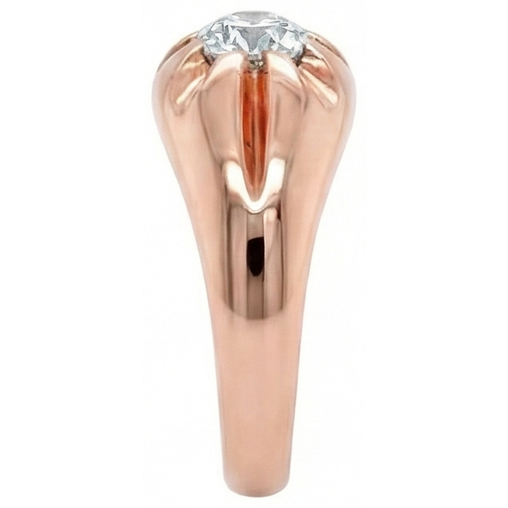 Anello Solitario Gypsy Naturale Diamante Naturale Autentico ( non creato in laboratorio ) Rotondo Vecchio Taglio Miniera Oro Rosa 1 Carato