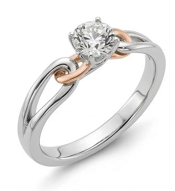 Anello Solitario Il Giro Vecchio Minatore Vero Diamante Naturale Autentico ( non creato in laboratorio ) Split Shank Two Tone 1 Carat