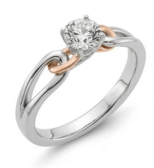 Anello Solitario Il Giro Vecchio Minatore Vero Diamante Naturale Autentico ( non creato in laboratorio ) Split Shank Two Tone 1 Carat