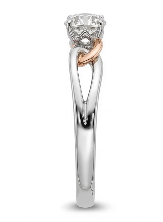 Anello Solitario Il Giro Vecchio Minatore Vero Diamante Naturale Autentico ( non creato in laboratorio ) Split Shank Two Tone 1 Carat