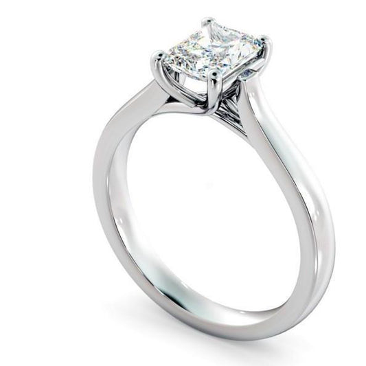Anello Solitario In Oro Bianco 14K Con Genuino Diamante Taglio Princess Da 1,50 Carati