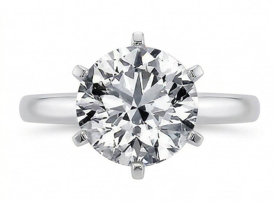 Anello Solitario In Oro Bianco 14K Con Vero Diamante Tondo Da 1.40 Ct
