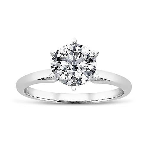 Anello Solitario In Oro Bianco 14K Con Vero Diamante Tondo Da 1.40 Ct