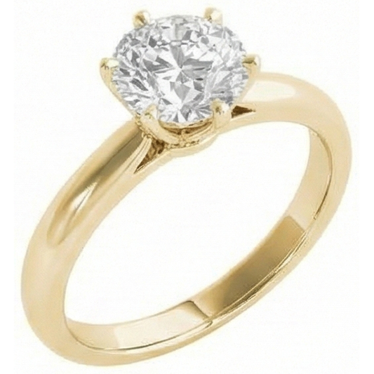 Anello Solitario In Oro Giallo Con Genuino Diamanti Naturali Autentici ( non creati in laboratorio ) A Taglio Antico In Miniera Incastonato 2,50 Carati