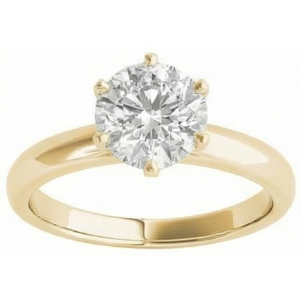 Anello Solitario In Oro Giallo Con Genuino Diamanti Naturali Autentici ( non creati in laboratorio ) A Taglio Antico In Miniera Incastonato 2,50 Carati