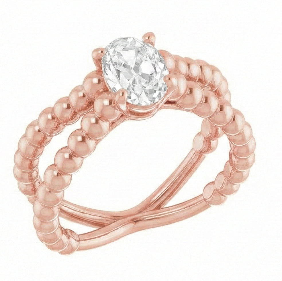 vero oval diamante 3carati anello dettaglio ravvicinato