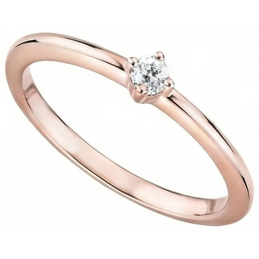 Anello Solitario In Oro Rosa A Taglio Rotondo Con Vero Diamante Naturale Autentico ( non creato in laboratorio ) A Taglio vecchio Miniera 1 Carato
