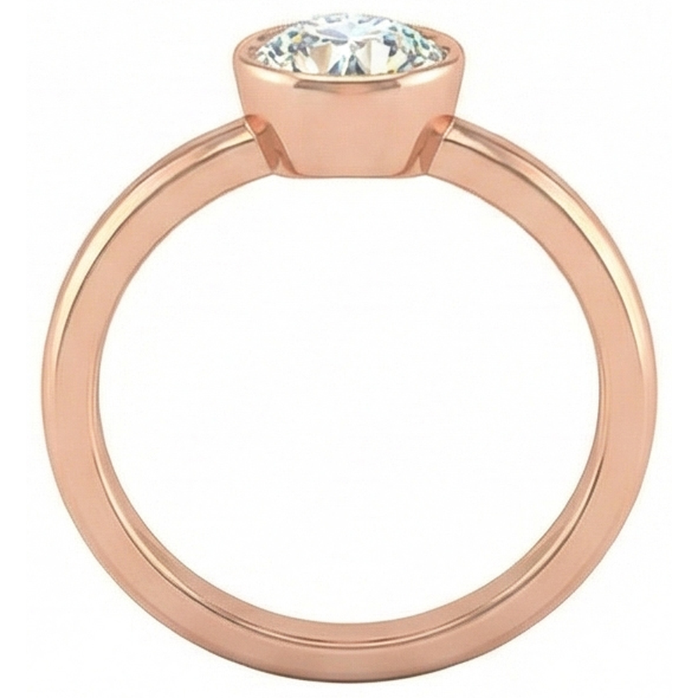 Anello Solitario In Oro Rosa Con Castone Rotondo Con Naturale Diamanti Naturali Autentici ( non creati in laboratorio ) A Taglio Antico Incastonato 1,50 Carati