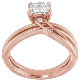 Anello Solitario In Oro Rosa Cuscino Taglio Antico Genuino Diamante Naturale Autentico ( non creato in laboratorio ) Con Gambo Diviso 5 Carati