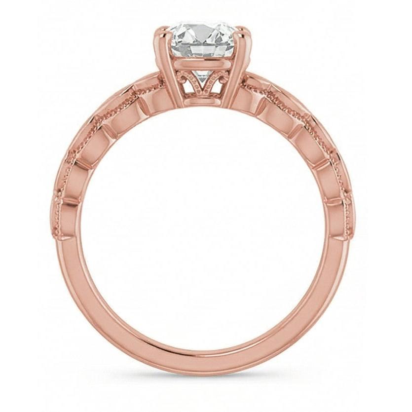 Anello Solitario In Oro Rosa Ovale Con Genuino Diamante Naturale Autentico ( non creato in laboratorio ) Taglio Miniera 3,25 Carati