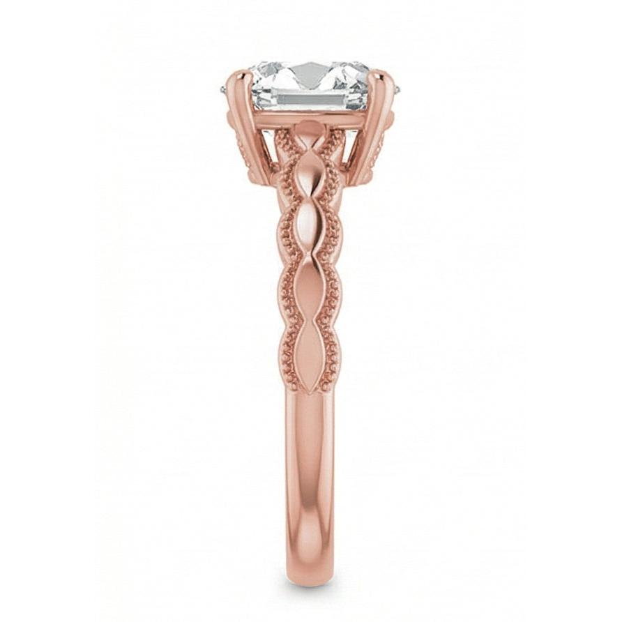 Anello Solitario In Oro Rosa Ovale Con Genuino Diamante Naturale Autentico ( non creato in laboratorio ) Taglio Miniera 3,25 Carati